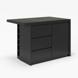 1270 mm Large Black Kitchen Island with Storage Kitchen Cabinet Marble Veneered Top - thumbnail 8