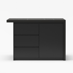 1270 mm Large Black Kitchen Island with Storage Kitchen Cabinet Marble Veneered Top - thumbnail 9