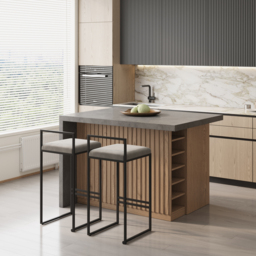 1270 mm Large Natural & G Kitchen Island with Storage Kitchen Cabinet Marble Veneered Top - thumbnail 4
