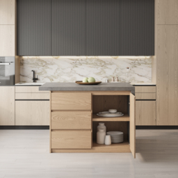 1270 mm Large Natural & G Kitchen Island with Storage Kitchen Cabinet Marble Veneered Top - thumbnail 6