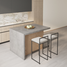1270 mm Large Natural & G Kitchen Island with Storage Kitchen Cabinet Marble Veneered Top - thumbnail 1
