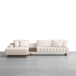 Modular Fabric Sectional Sofa Set with Concrete Coffee Table - thumbnail 3