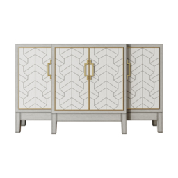 1500mm Antique Grey Sideboard Buffet with Doors Farmhouse Carved Credenza - thumbnail 7