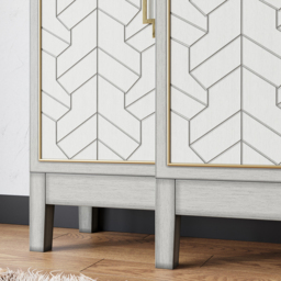 1500mm Antique Grey Sideboard Buffet with Doors Farmhouse Carved Credenza - thumbnail 6