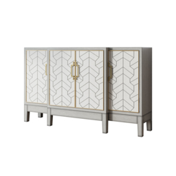 1500mm Antique Grey Sideboard Buffet with Doors Farmhouse Carved Credenza - thumbnail 8