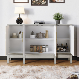 1500mm Antique Grey Sideboard Buffet with Doors Farmhouse Carved Credenza - thumbnail 4