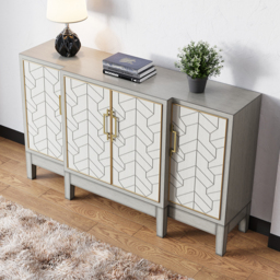 1500mm Antique Grey Sideboard Buffet with Doors Farmhouse Carved Credenza - thumbnail 3