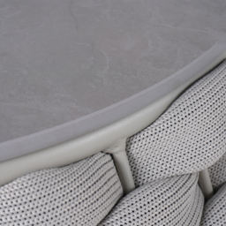 Modern Sintered Stone Top Round Outdoor Coffee Table with Textilene Rope Woven Base in Grey - thumbnail 7