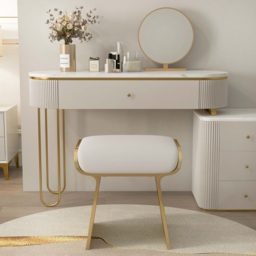 Makeup Vanity Extendable with 5-Drawer Dressing Table & Vanity Stool Set - thumbnail 4