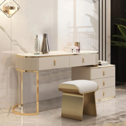 Makeup Vanity Extendable with 5-Drawer Dressing Table & Vanity Stool Set - thumbnail 2
