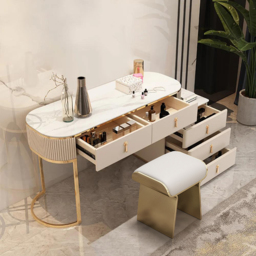 Makeup Vanity Extendable with 5-Drawer Dressing Table & Vanity Stool Set - thumbnail 3