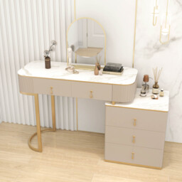 Makeup Vanity Extendable with 5-Drawer Dressing Table & Vanity Stool Set - thumbnail 6