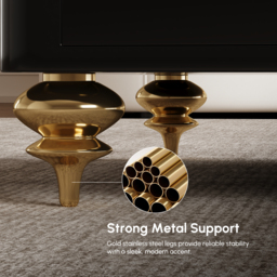 Chift 130 cm Modern Marble Coffee Table & Storage Drawers Gold Stainless Steel Legs - thumbnail 8