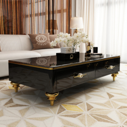 Chift 130 cm Modern Marble Coffee Table & Storage Drawers Gold Stainless Steel Legs - thumbnail 3