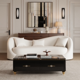 Chift 130 cm Modern Marble Coffee Table & Storage Drawers Gold Stainless Steel Legs - thumbnail 4