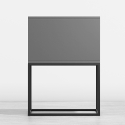 Gray Bedroom Nightstand with Drawer Bedside Table Metal Base Set of 2 - thumbnail 9
