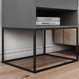 Gray Bedroom Nightstand with Drawer Bedside Table Metal Base Set of 2 - thumbnail 7