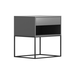 Gray Bedroom Nightstand with Drawer Bedside Table Metal Base Set of 2 - thumbnail 8
