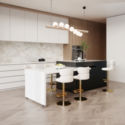 205 - 285 cm Modern Extendable Sintered Stone Kitchen Island White with Doors and Drawers - thumbnail 2