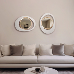 Modern White & Gold Abstract Geometry Wall Mirror Decor Living Room Bedroom - thumbnail 6