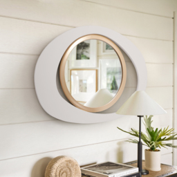 Modern White & Gold Abstract Geometry Wall Mirror Decor Living Room Bedroom - thumbnail 2