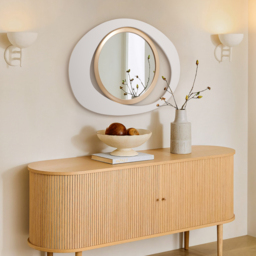 Modern White & Gold Abstract Geometry Wall Mirror Decor Living Room Bedroom - thumbnail 3