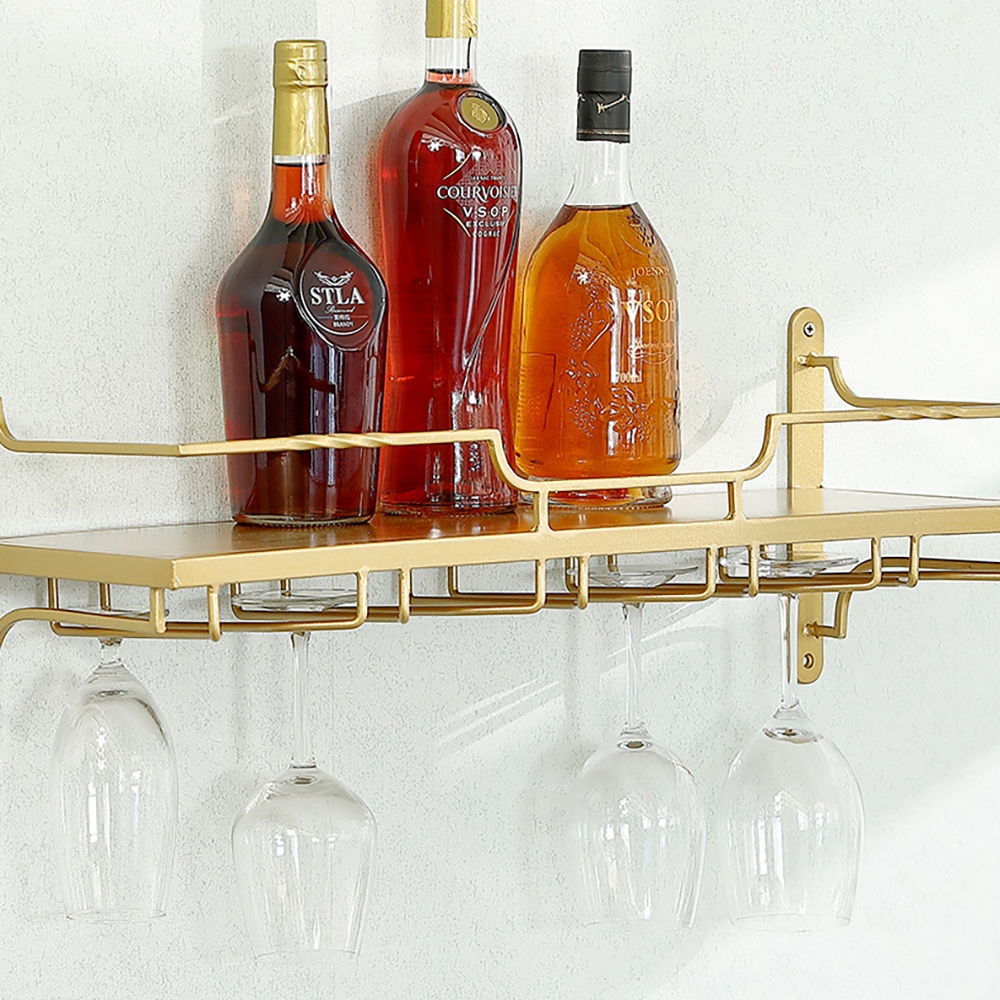 Modern Wall Mounted Wine Rack Glass Rack in Gold by Homary