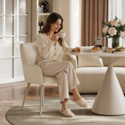 100cm Round Matte Travertine Sintered Stone Dining Table with Metal Pedestal Base - thumbnail 7