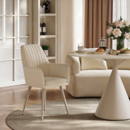 100cm Round Matte Travertine Sintered Stone Dining Table with Metal Pedestal Base - thumbnail 8