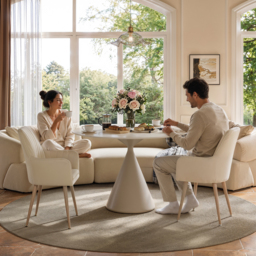 100cm Round Matte Travertine Sintered Stone Dining Table with Metal Pedestal Base - thumbnail 6