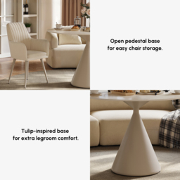 100cm Round Matte Travertine Sintered Stone Dining Table with Metal Pedestal Base - thumbnail 9