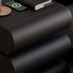 Modern Black Leather Smart Bedside Table with Wireless Charger 3 Drawers Bedside Table with USB & Type-C Ports - thumbnail 6