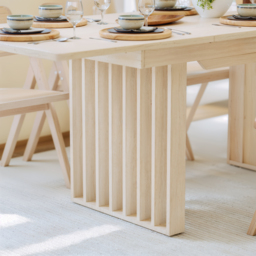 "55""-87"" Rectangle Extendable Dining Table for 8 Person Japandi Whitewash Dining Room Table" - thumbnail 8