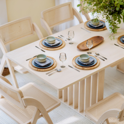 "55""-87"" Rectangle Extendable Dining Table for 8 Person Japandi Whitewash Dining Room Table" - thumbnail 6