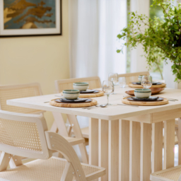 "55""-87"" Rectangle Extendable Dining Table for 8 Person Japandi Whitewash Dining Room Table" - thumbnail 7