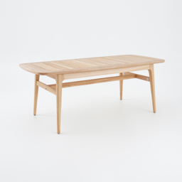 Mid Century Modern 6 - Person Rectangle Wood Outdoor Patio Dining Table in Natural - thumbnail 8