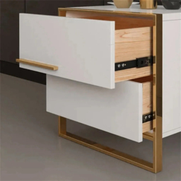 Minimalist Design Nightstand with 2 Drawers with Gold Base Set of 2 - thumbnail 8