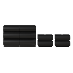 Bedroom Set 2 Black Leather Smart Nightstands & Leather 6-Drawer Dresser Chest Set - thumbnail 9