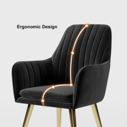 Modern Dining Chair Black Velvet Upholstered Dining Chairs With Arms (Set of 2) - thumbnail 9