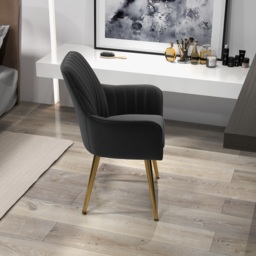 Modern Dining Chair Black Velvet Upholstered Dining Chairs With Arms (Set of 2) - thumbnail 6