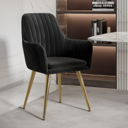 Modern Dining Chair Black Velvet Upholstered Dining Chairs With Arms (Set of 2) - thumbnail 1
