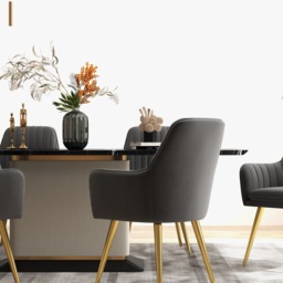 Modern Dining Chair Black Velvet Upholstered Dining Chairs With Arms (Set of 2) - thumbnail 5
