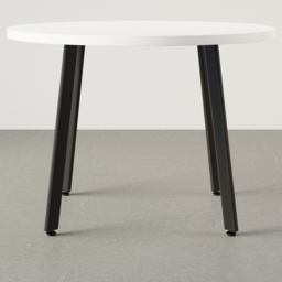 "40"" Round Wooden White Small Nesting Dining Table Set for 4 White Upholstered Chairs" - thumbnail 6