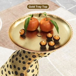 Resin Panther End Table Decorative Cocktail Table Luxury Gold Leopard Accent Side Table with Tray Top Drink Table - thumbnail 8