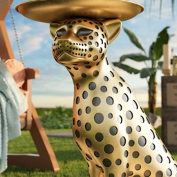 Resin Panther End Table Decorative Cocktail Table Luxury Gold Leopard Accent Side Table with Tray Top Drink Table - thumbnail 5