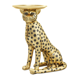 Resin Panther End Table Decorative Cocktail Table Luxury Gold Leopard Accent Side Table with Tray Top Drink Table - thumbnail 7