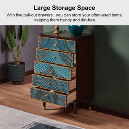 Novel Blue Cabinet Gold-Painted 5-Drawer Chest in Large - thumbnail 9