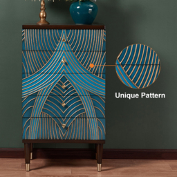 Novel Blue Cabinet Gold-Painted 5-Drawer Chest in Large - thumbnail 8