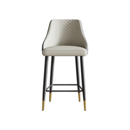 Diamic 4-Piece Grey Counter Stool Footrest Upholstered PU Leather High Back - thumbnail 8