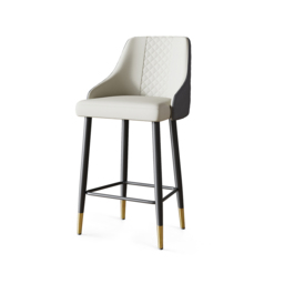 Diamic 4-Piece Grey Counter Stool Footrest Upholstered PU Leather High Back - thumbnail 9